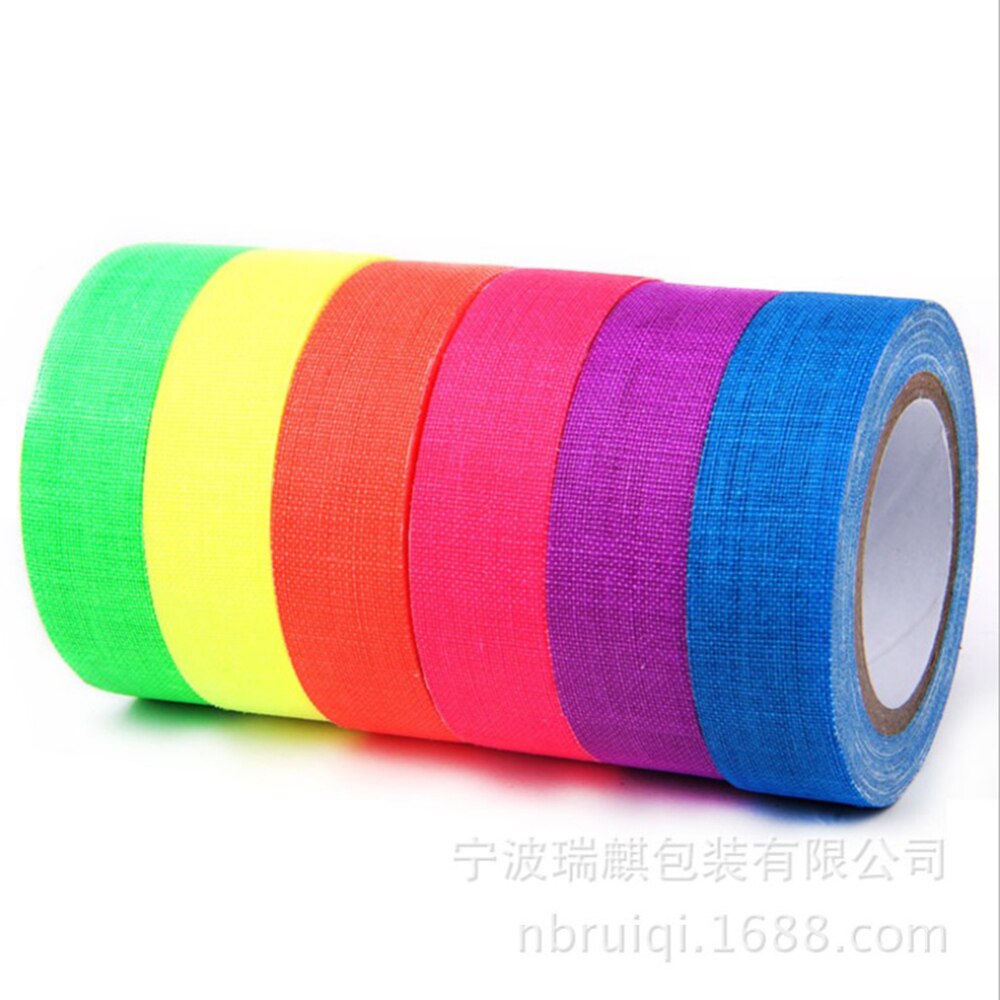5/6 stk fluorescerende neon gaffer tape uv solid farve blacklight reaktiv glød i det mørke tape: 6 stk  a2