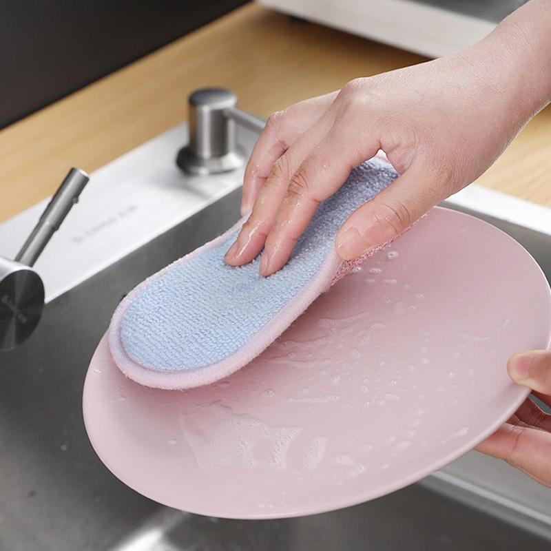 Dubbelsidig tvättsvamp dekontaminering tjock svampborste för disk och krukor köksstädredskap