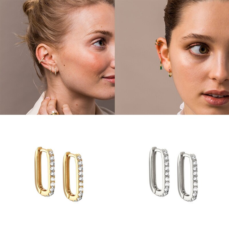 Trendy kvinde piger elskers uregelmæssige 925 sterling sølv bling øreringe til jubilæum bryllupsfest fine smykker