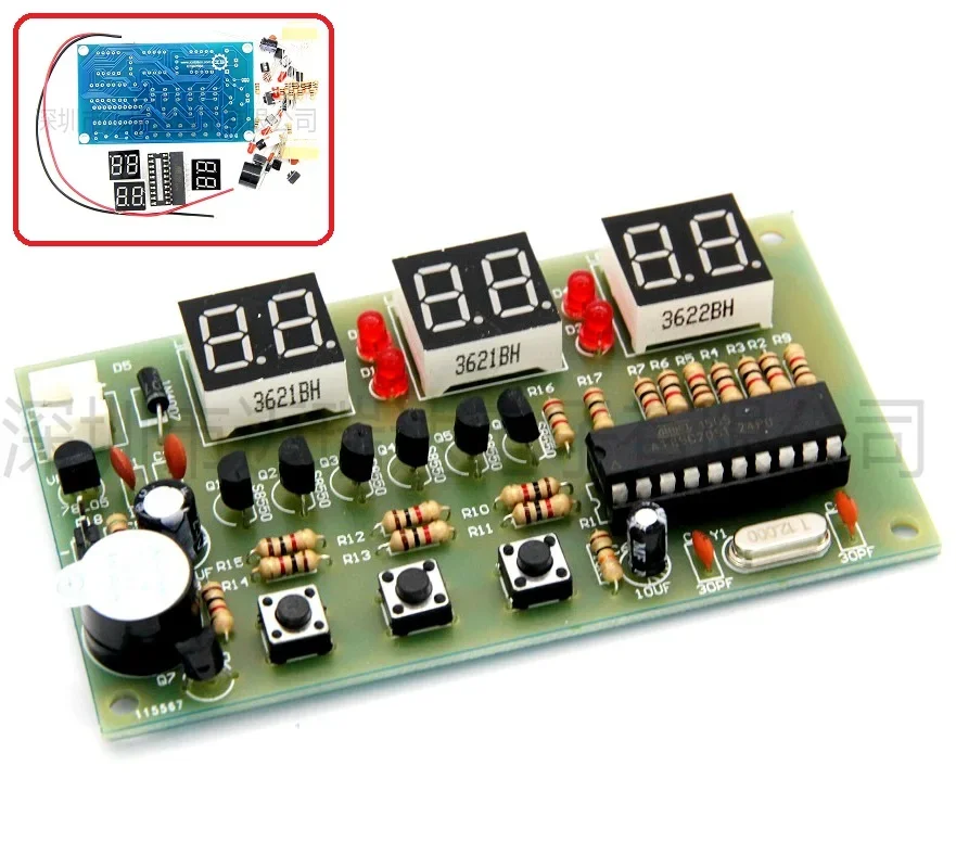 Kit de bricolaje reloj Digital 6 Bits C51 AT89C2051 Chip reloj despertador electrónico FR-4 PCB con Kit de aprendizaje de zumbador para Arduino