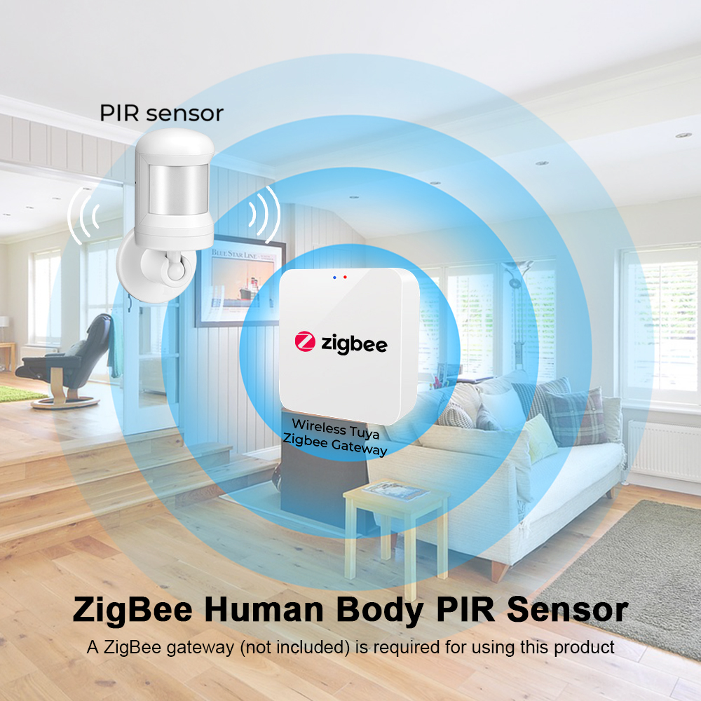 ZigBee Motion Sensor Alarm Wireless Smart Human Body Induction PIR Sensor 360-degree Rotation Base 7m 150-degree Detection Range