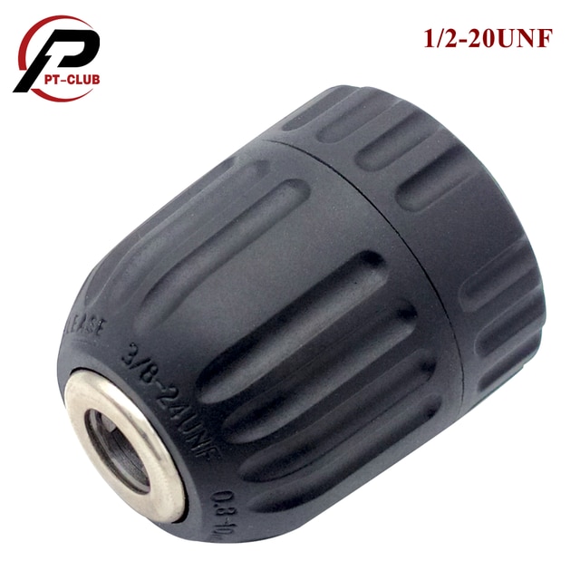 Keyless Drill Chuck 3/8-24UNF 1/2-20UNF Mount 0.8-10mm Self-Tighten Drill Chuck for Multiple Purposes Hand Drill Chuck: 1 to 2-20UNF