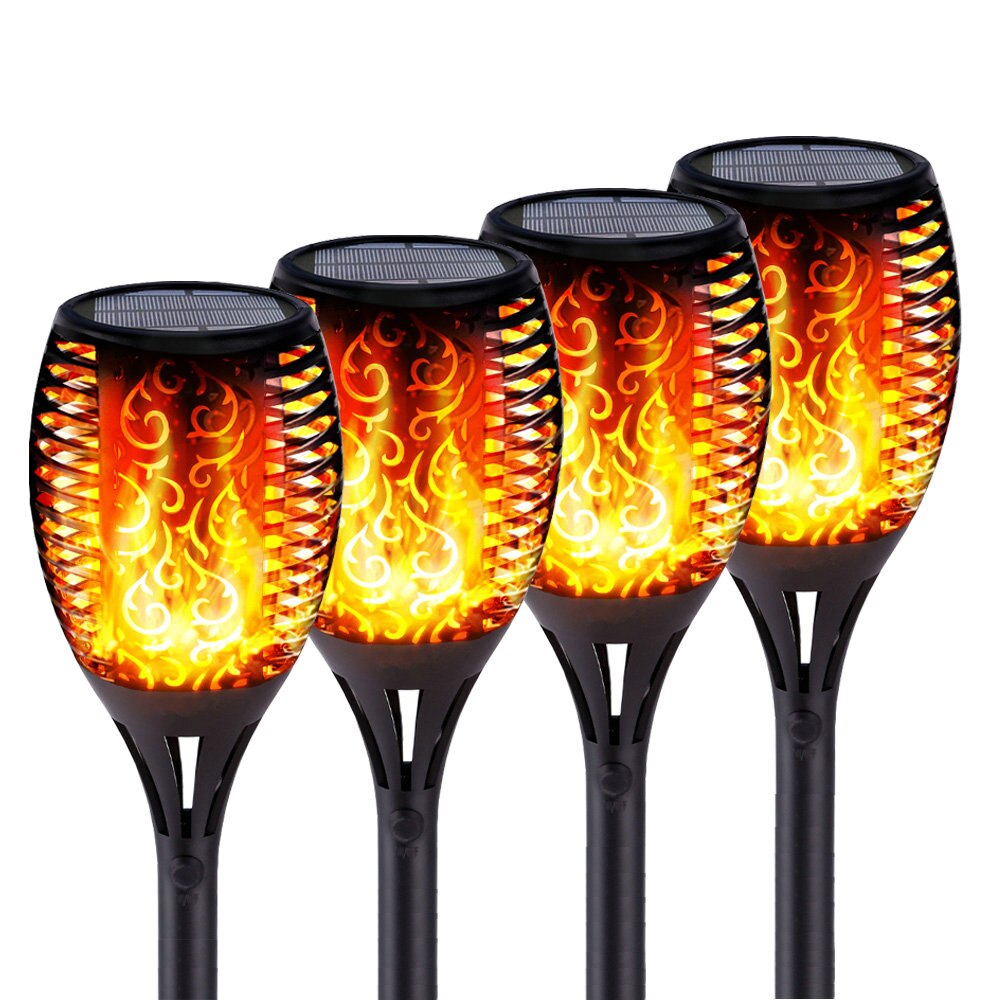 Solar Flame Lights Outdoor Led Tuin Effect Pathway Oprit Flickering Zaklampen Lampen Waterprof