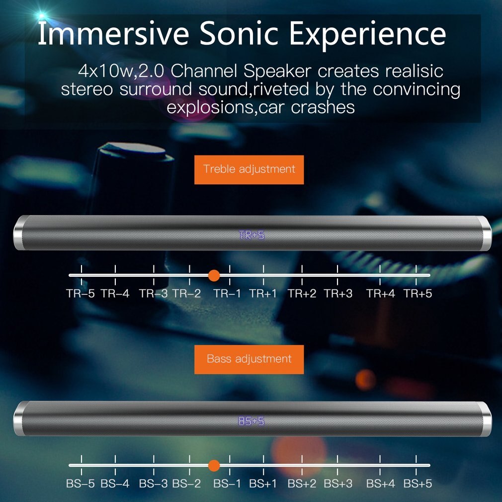 LESHP 2.0 Channel Wireless Sound Bar with Remote Control Speaker Stereo Soundbar for Home Theater Speaker