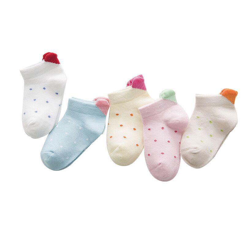 5 paires de chaussettes pour enfants, Style coréen, mignonnes, tridimensionnelles, talons hauts, amour bateau, coton pur