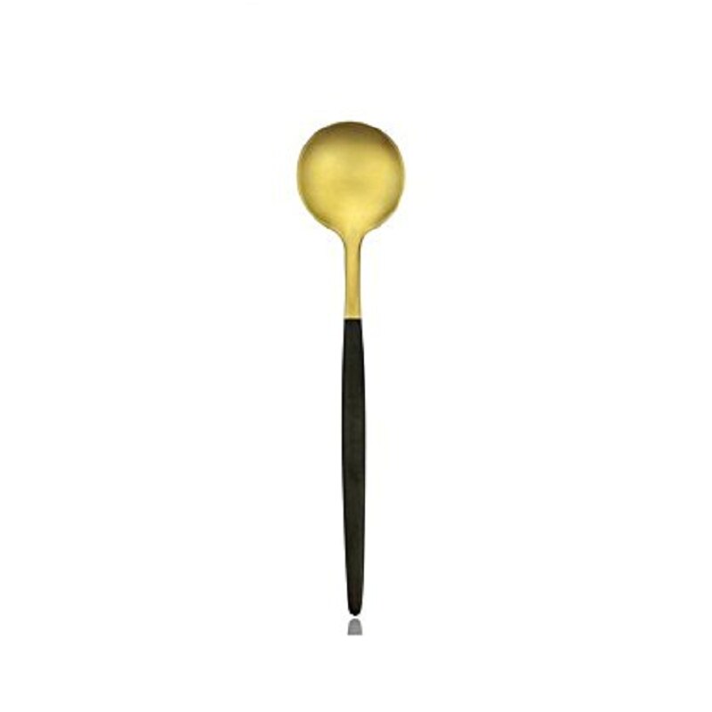 Lyxiga 4 -delade mattsvarta handtag och bestickset i guld i rostfritt stål, inklusive knivgaffelsked: 4 st teskedar