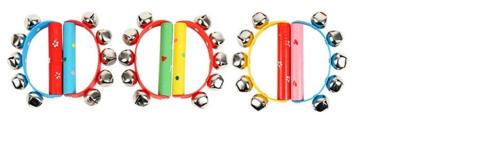 instruments unisex cheering stick Wooden Toys Baby Kindergarten Semicircle Five Hand Bell Hit The Dance Musical Instruments