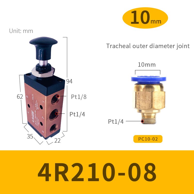 Pneumatic Switch Manual Valve 4R210-08 Hand Push Pull Valve Mechanical Valve Cylinder Valve Switch Valve Pneumatic Control: 10