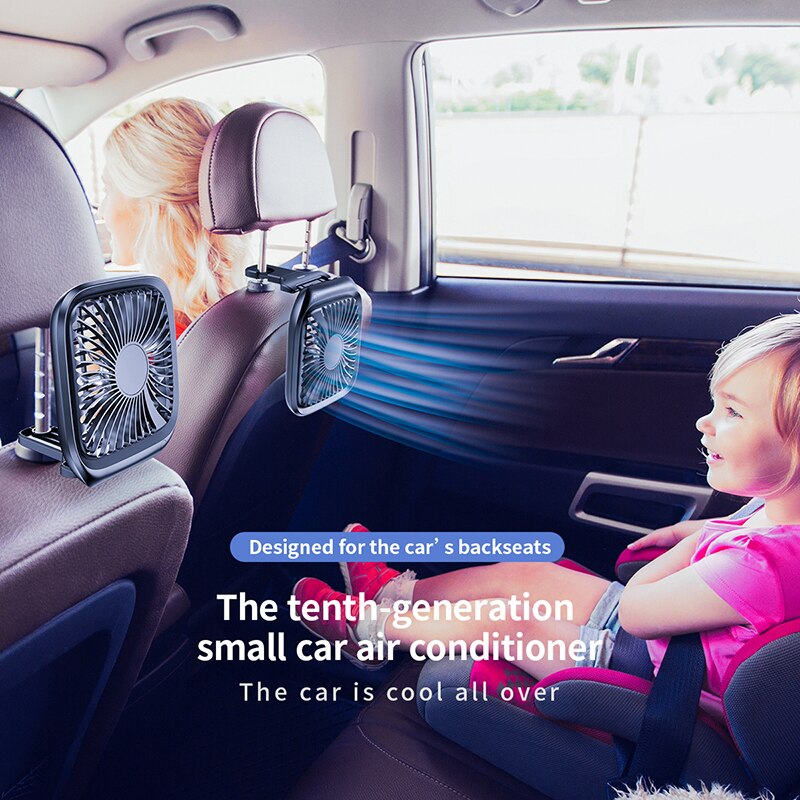 Baseus, ventilador de coche, ventilador silencioso plegable para aire acondicionado del asiento trasero del coche, Mini ventilador USB ajustable de 3 velocidades, ventilador de escritorio, refrigeración automática