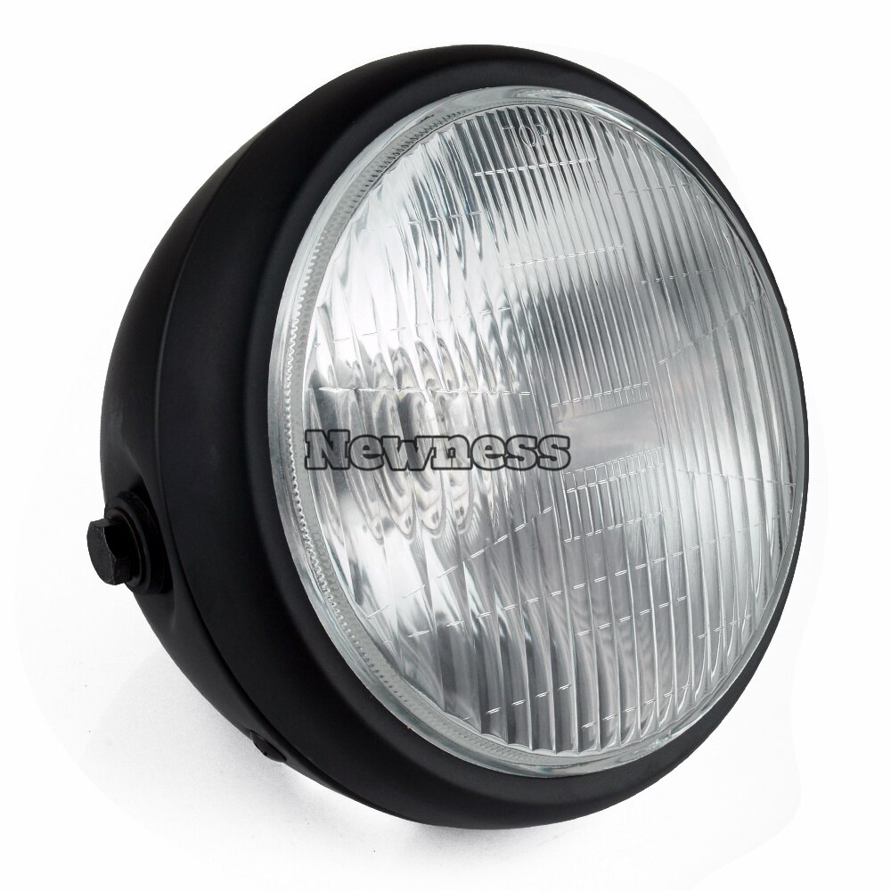 Universele 7Inch Motorfiets Refit Koplamp Motor Grote Koplamp Scooter Retro Ronde Front Light Motor Spotlight Hoofd Licht: Black Clear Lens