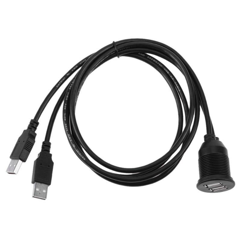1m 2 varebil dashbord innfelt montering dobbel usb-uttak skjøteledning plugg ledning panel dataledning dobbel for biler motorsykkel