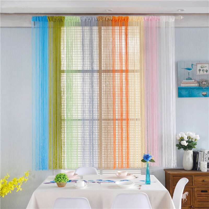 100X200Cm Draad Gordijn String Screen Lint String Divider Blind Voor Woonkamer Deur Muur Window Panel Kwastje gordijnen