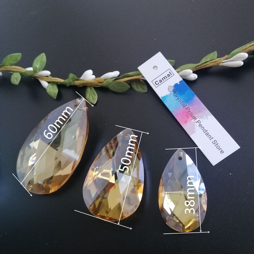 Camal 2 stücke Gold Champagner 38/50/60mm Netz Kristall Anhänger Lampe Prismen Kronleuchter SunCatcher Beleuchtung Teile hängen Wohnkultur