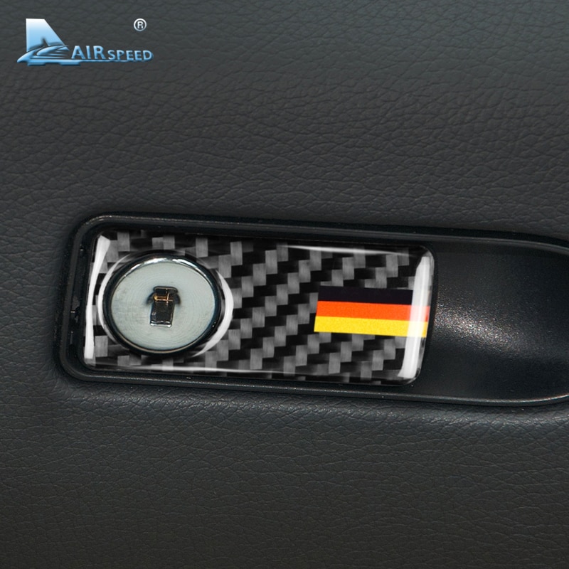 Airspeed voor Mercedes Benz W205 C Klasse C180 C200 C300 GLC Accessoires Koolstofvezel Auto Interieur Opbergdoos Keyhole Cover trim