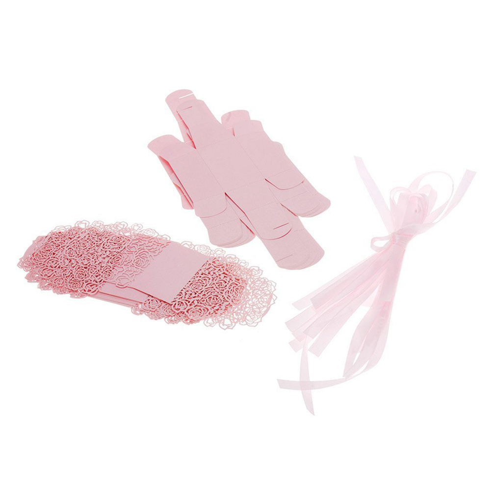 Aima 12Pcs Romantische Rose Diy Candy Cookie Favor Box Voor Wedding Party Met Lint
