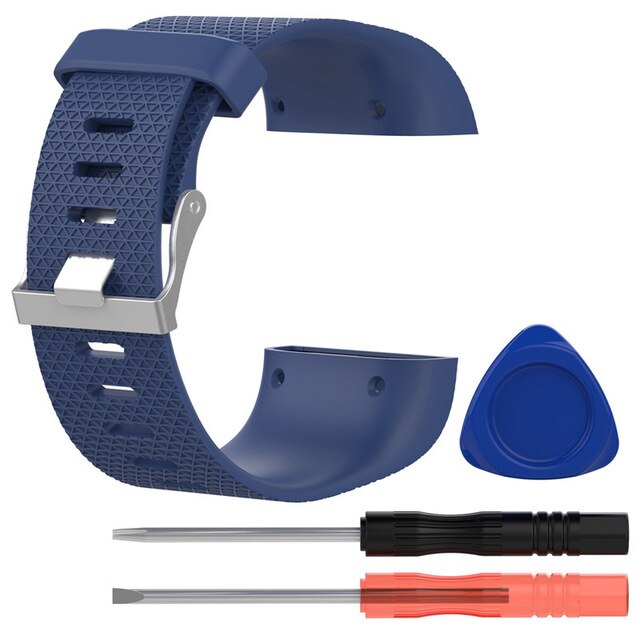 Silicone Replacement Watch Wrist Strap Band For Fitbit Surge Smartwatch Band Wristbands With Screwdriver Accessory Belt Bracelet: Deep blue / S Size