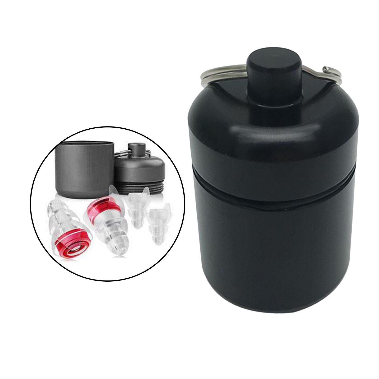 Waterproof Aluminum Pill Box Case Container Keychain Pill Carrier Metal Pill Container Mini Pill Box Organizer: Black