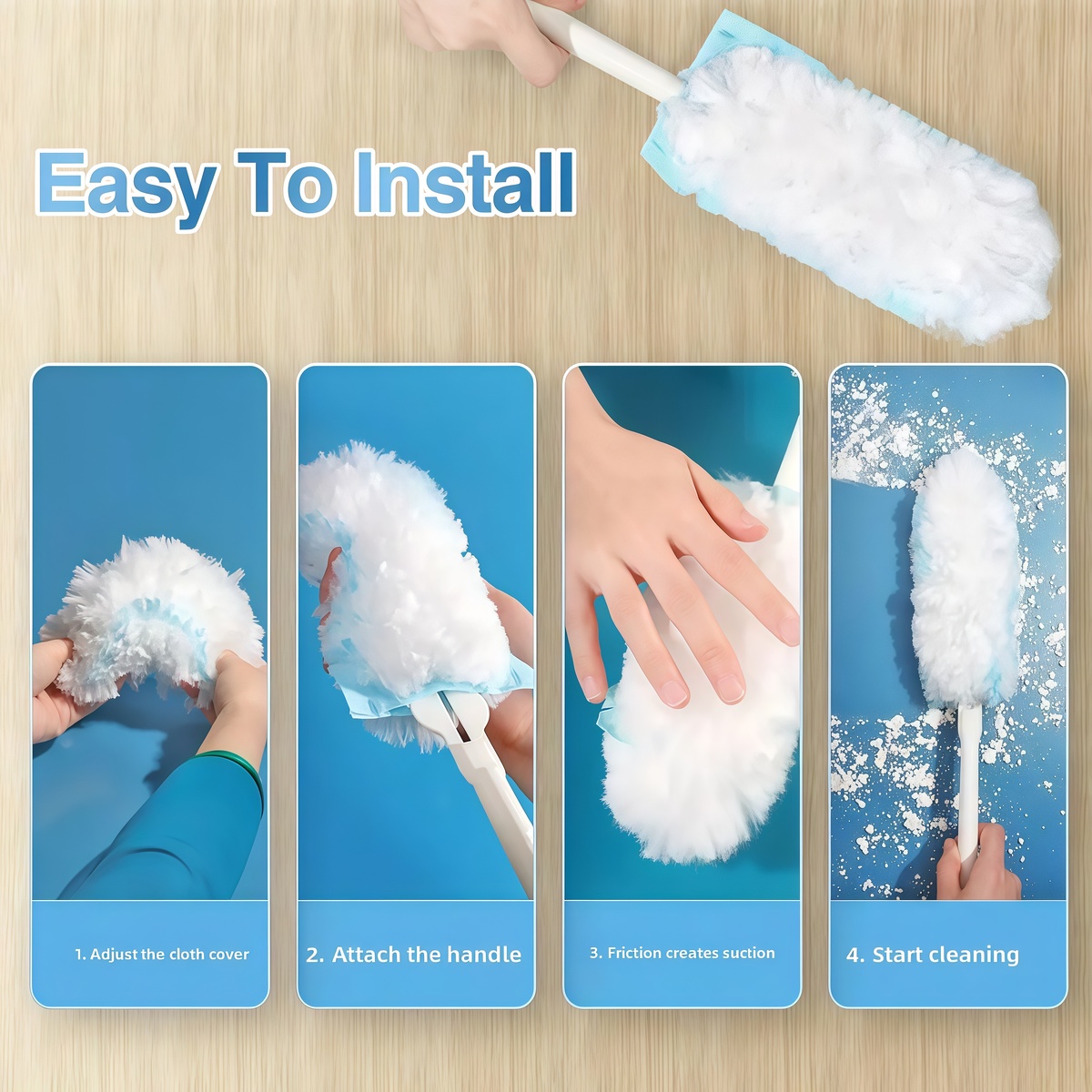 Plumero retráctil electrostático para uso doméstico, polvo de barrido, tela no tejida, herramientas de limpieza desechables, limpiador de cepillos