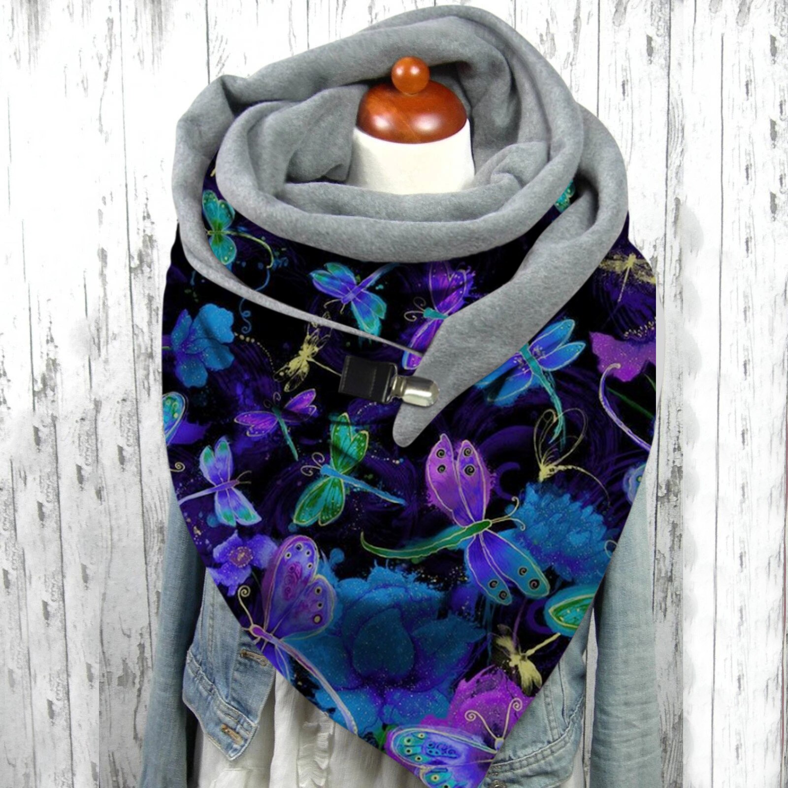 Femmes Hiver Écharpe Papillon Impression Écharpe multi-usages Châle Foulard Cachecol Шарф Женский @ 40: D
