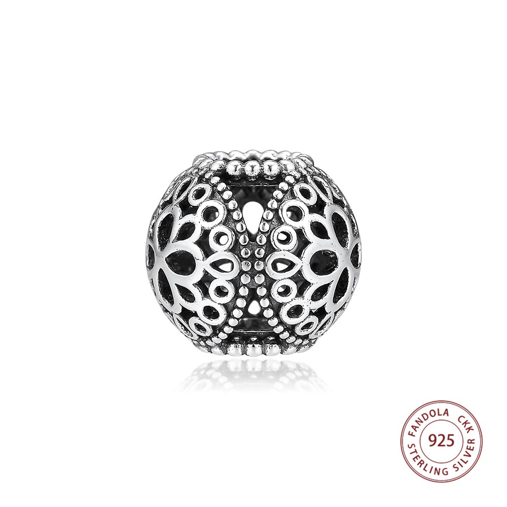 Authentic 925 Sterling Silver Openwork Flower Charms Fits berloques Charm Bracelets Necklaces DIY Beads for Jewelry Making