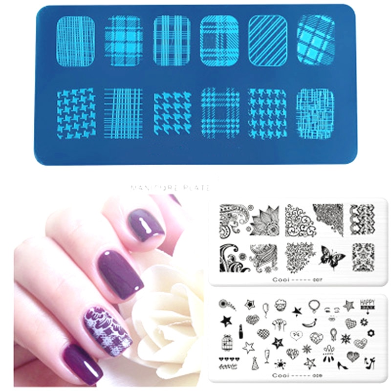 1 Pcs 6*12cm Rvs Nail Template Manicure Stencil Gereedschap Nagels Accessoires Nail Art Stempel Stempelen Image plaat