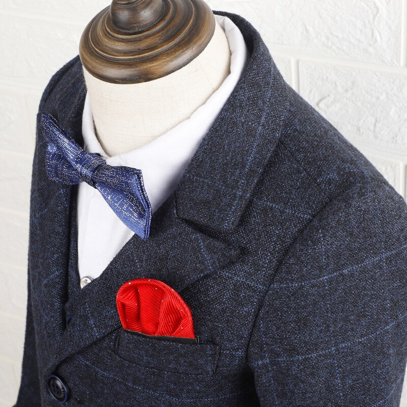 Chłopcy pled garnitury na wesela dzieci garnitury na bal ciemnoszare ślubne stroje dla chłopców dzieci odzież zestaw chłopiec formalne klasyczny kostium