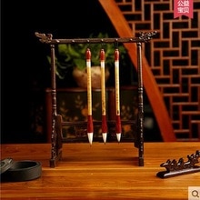 Chinese borstel Kalligrafie Pen Houders Mahonie hout Chinese draak hoofd relatiegeschenken Chinese stijl bureau decor