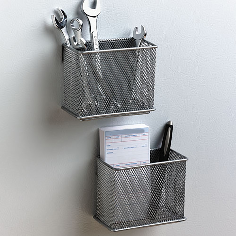 Wire Mesh Magnetic Storage Basket Refrigerator Cabinet Suction Basket Whiteboard Document Magnetic Tray Organizer