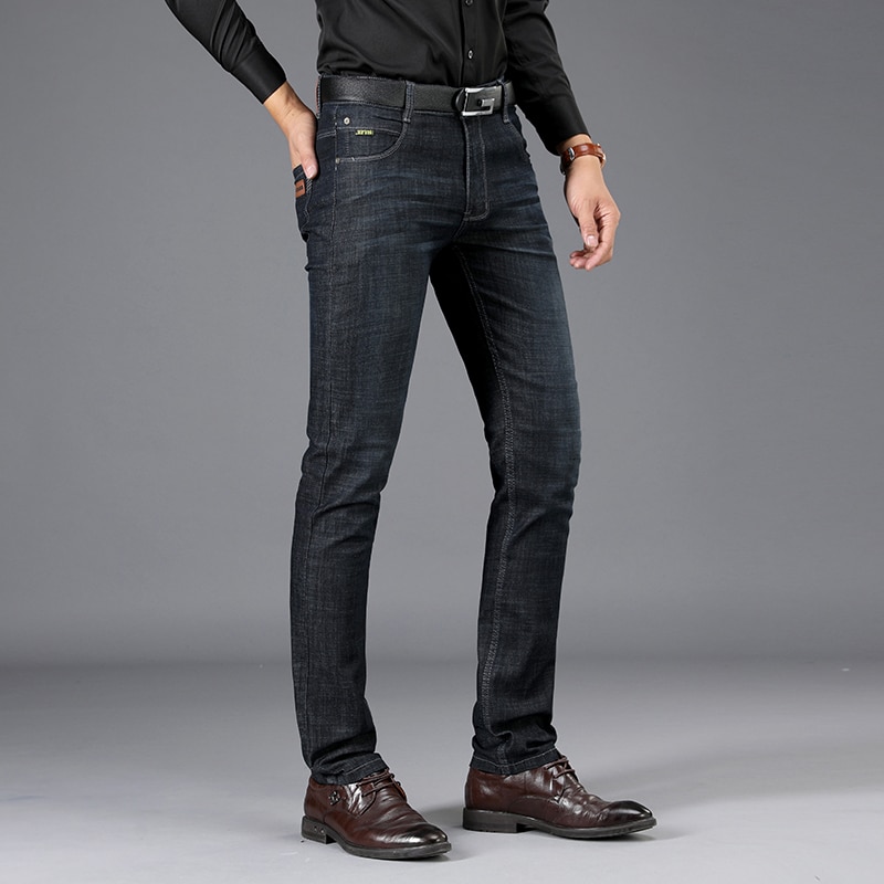 Sulee mærke almindelig mellem blødgøringsmiddel lige mellemvægt fuld længde sorte stoflommer jeans
