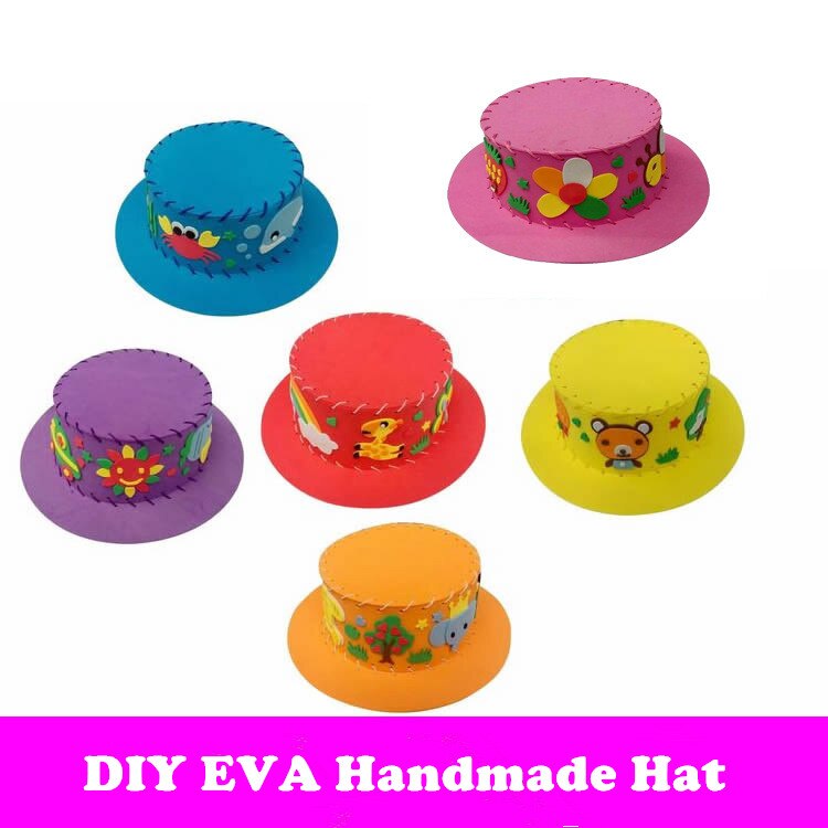 3 pièces EVA mousse papier tissage chapeau fleurs étoiles modèles maternelle Art enfants bricolage artisanat jouets décorations de fête ZXH