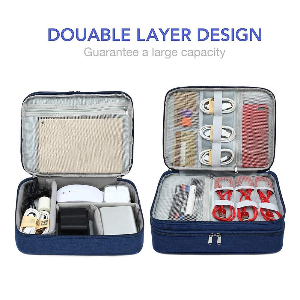 Data Cable Charger Waterproof Organizer Bag Charging Treasure Headphone Electronic Double Layer Finishing Accessories Bags