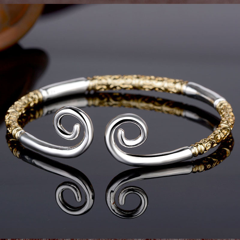 Pulsera de aro dorado para adolescentes, accesorios de estilo tradicional chino, brazalete Vikingo, brazalete para hombres y mujeres