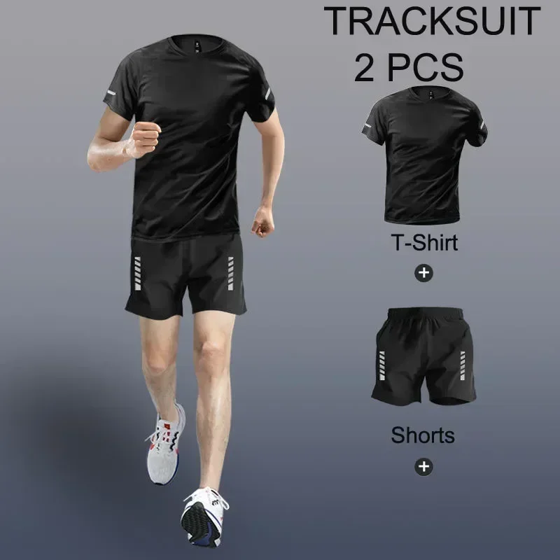 Ropa deportiva para hombre, conjuntos de 2-4 Uds., chándal, trajes deportivos para hombre, conjuntos deportivos de secado rápido para correr, corredores, entrenamiento, gimnasio, entrenamiento físico