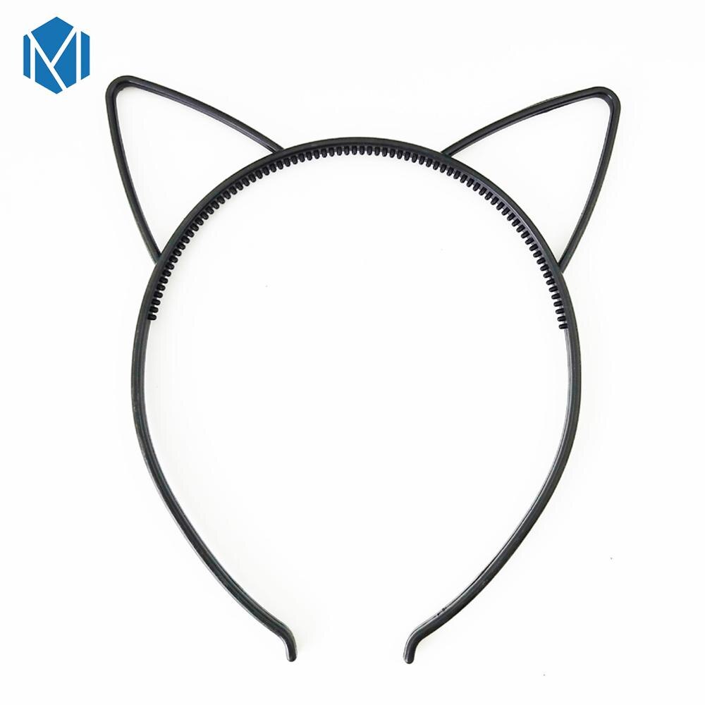 M mism 1 st tjejer katt öron pannband krondiadem prinsessa med plast djur hår band fjäril rosett tillbehör huvudbonad tjej: Kattöra f