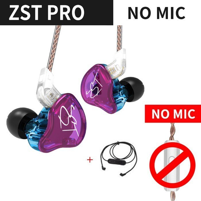 Kz Zst Bluetooth Oortelefoon 1DD + 1BA Driver Dynamische & Anker In Ear Monitors Geluidsisolerende Hifi Muziek Sport Oordopjes headset: Pro no mic Bluetooth