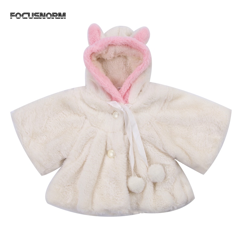 Cute Baby Toddler Girl Warm Fleece Winter 3D Ear Hooded Coat Snowsuits Jacket Cloak Clothes for Girls