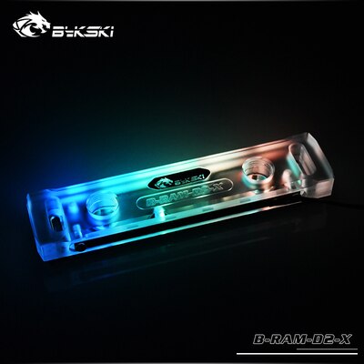 Bykski B-RAM-D2-X,RGB RAM Water Cooling Block Heatsink,Acrylic Memory Cooler Radiator Support 2 Channels 5V/12V AURA SYNC: 5V Block only