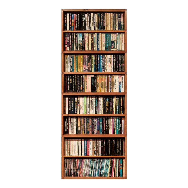 3D Door Sticker Bookshelf Bookcase Wallpaper Self Adhesive Wall Mural 87HA