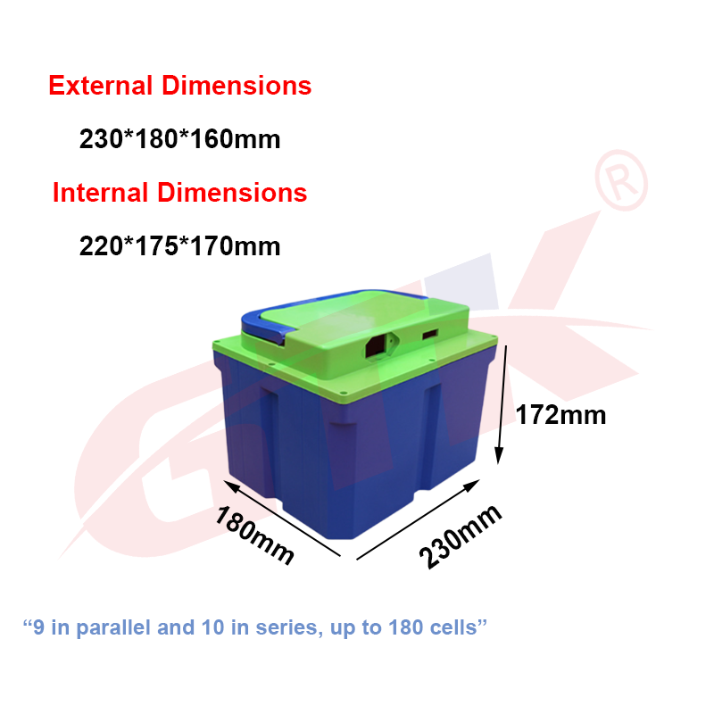 Gtk 12v/24v/48v/60v/72v batterijhouder, waterdicht plastic, geschikt voor lithium-ion/lifepo 4 batterijen, opbergdoos voor 18650/21700/32700 batterijen: Groente