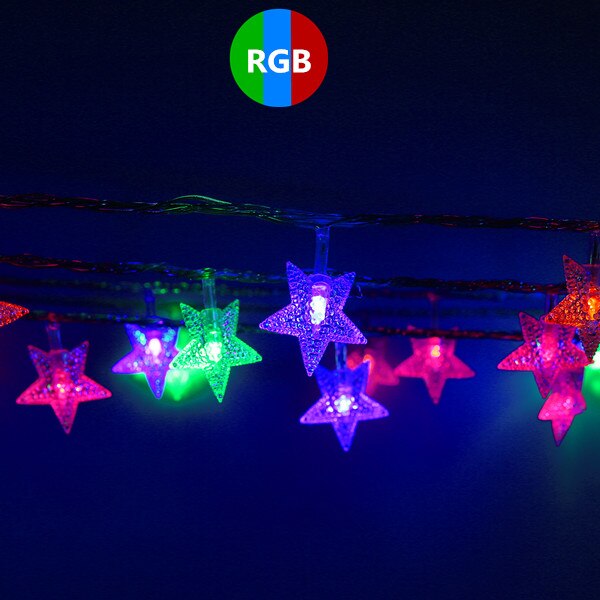 Fairy Lights 3AA Battery Powered Star Shaped Theme LED String 2M 5M 10M Christmas Wedding Decoration Party Lighting: RGB / 2m 20led