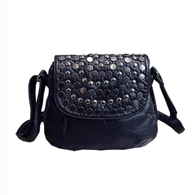 Yogodlns – sac à main en cuir noir pour femmes, pochette Rivet, petite bourse de soirée, à bandoulière, sacoches de soirée: Default Title
