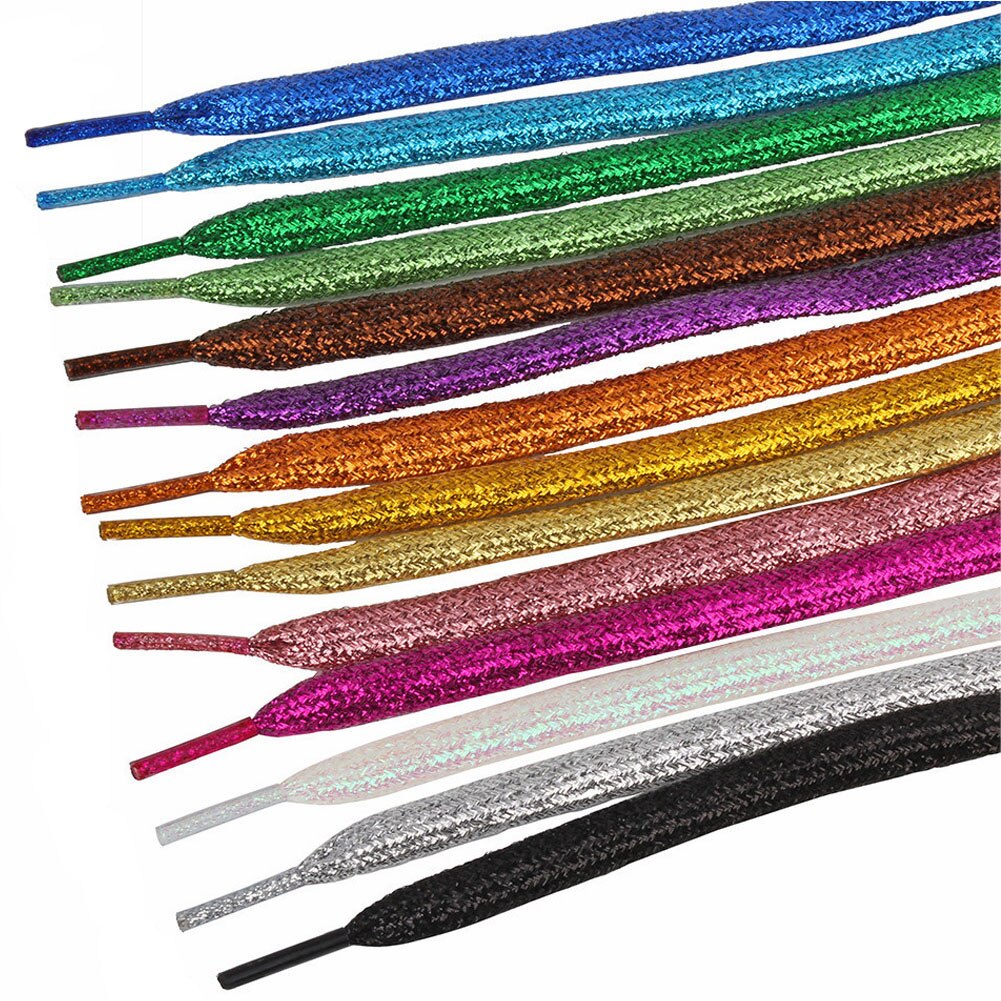 1 paire de lacets brillants de 120cm, paillettes plates, couleurs scintillantes, chaussures scintillantes