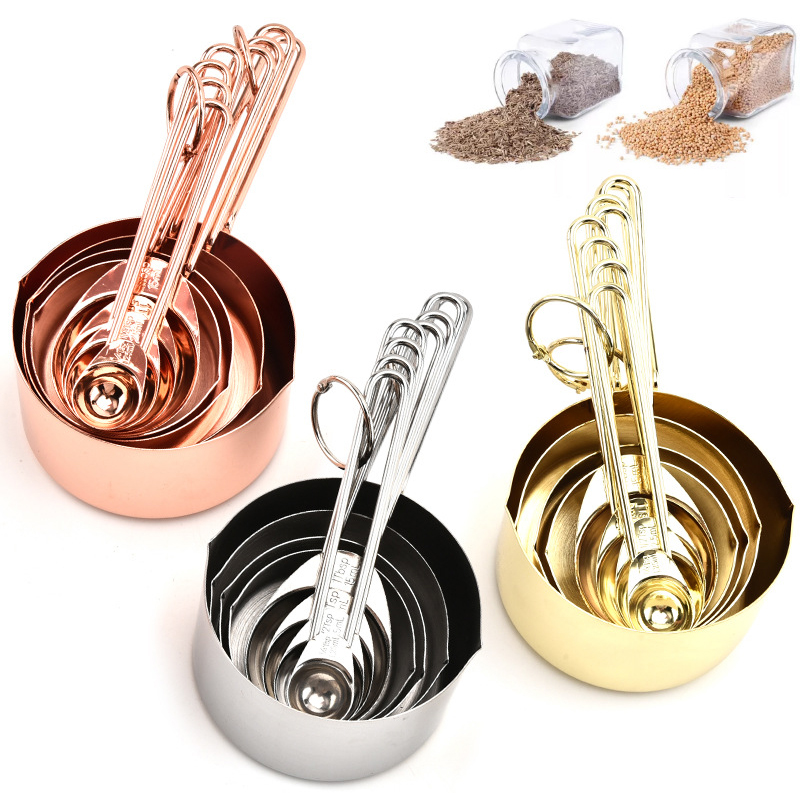 Stainless Steel Measuring Spoons Cup Set Baking Milk Coffee Spoon Flour Liquid Measuring Tool Cooking Kitchen Accessories Gadget