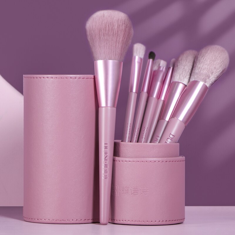 Duesi 8 stuks/vat foundation make-up kwastenset oogschaduw wenkbrauw highlighter blush lippen schoonheid cosmetica make-up kwasten gereedschap: Paars