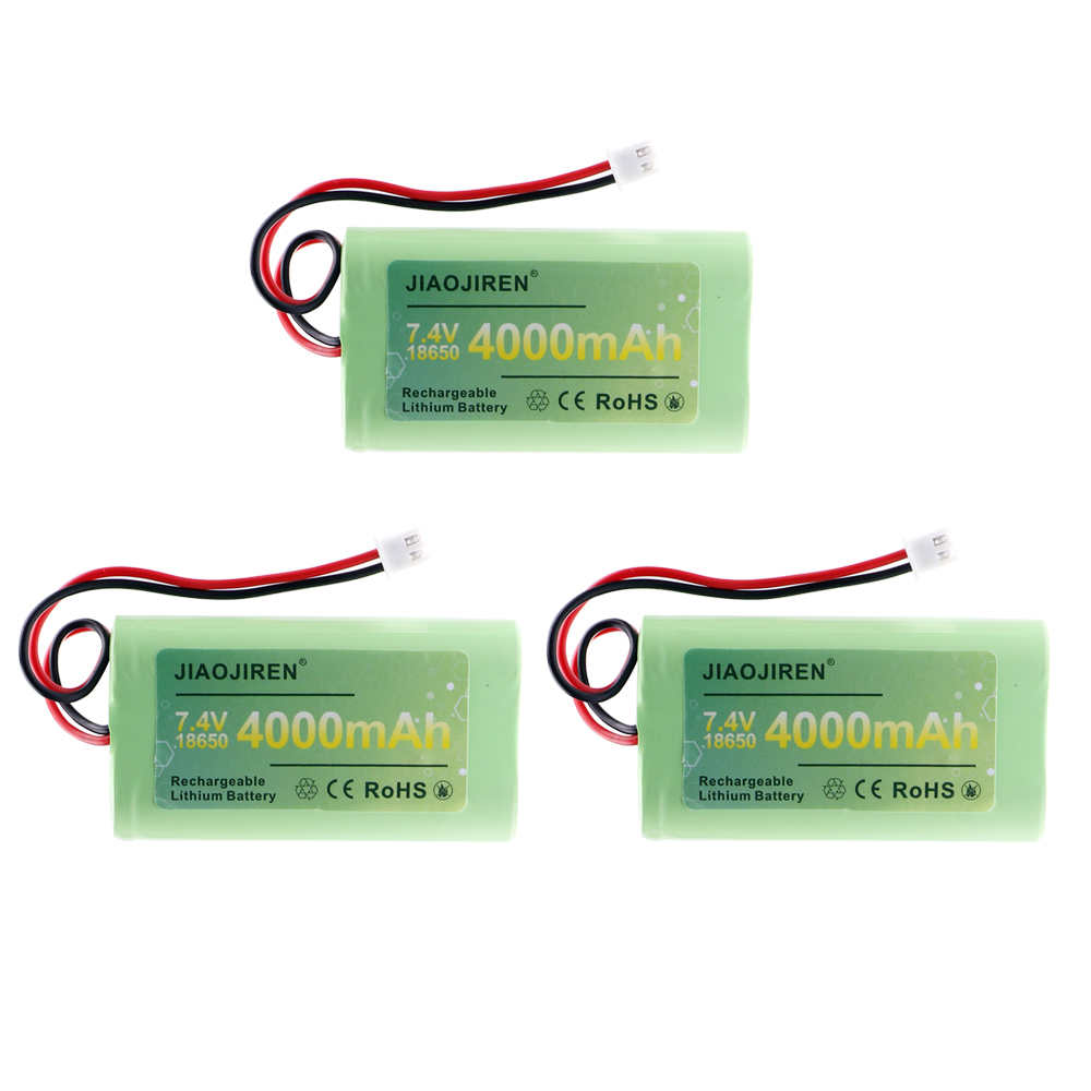 18650 7.4V lithium battery 4000mAh rechargeable 18650 battery pack for megaphone speaker with protection board 7.4V XH2.54 PLUG: WHITE
