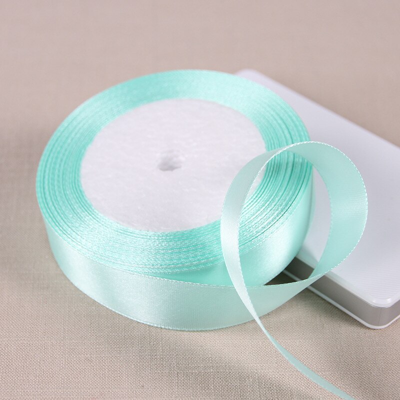 Bonita cinta de satén de seda color verde aguamarina, accesorios decorativos para envolver de boda, Material hecho a mano, 6/10/15/20/25/40/50mm, 25 yardas: 20mm Aqua Green