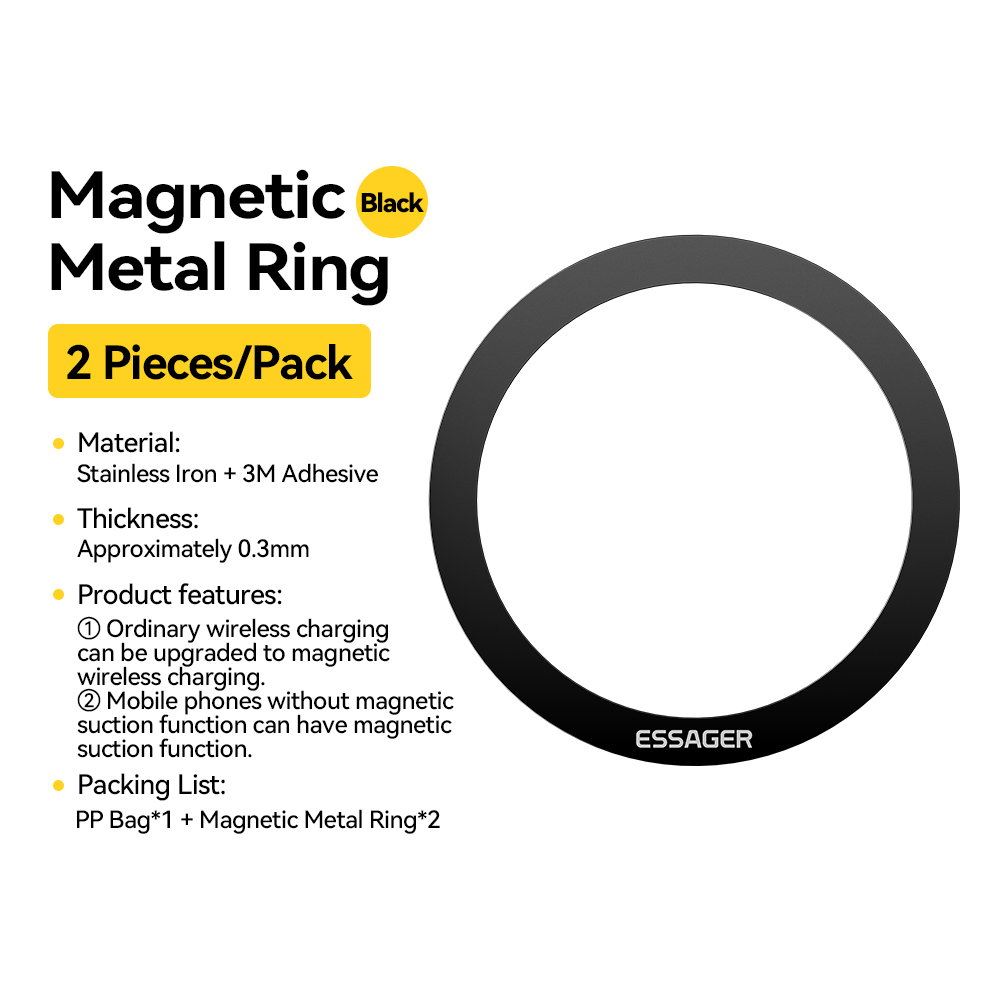 2 sztuki magnetyczny metalowy pierścień do iPhone 15 14 13 12 Pro Max Plus magnes MagSafe do Samsung Xiaomi bezprzewodowa płytka ładująca: Default Title