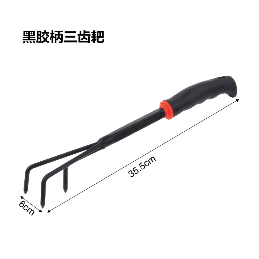 1Pcs Garden Tools Black Plastic Handle Spray Plastic Two-end Hoe Dual-use Hoe Five-tooth Rake Shovel Outdoor Hoe Flower Shovel: Multi