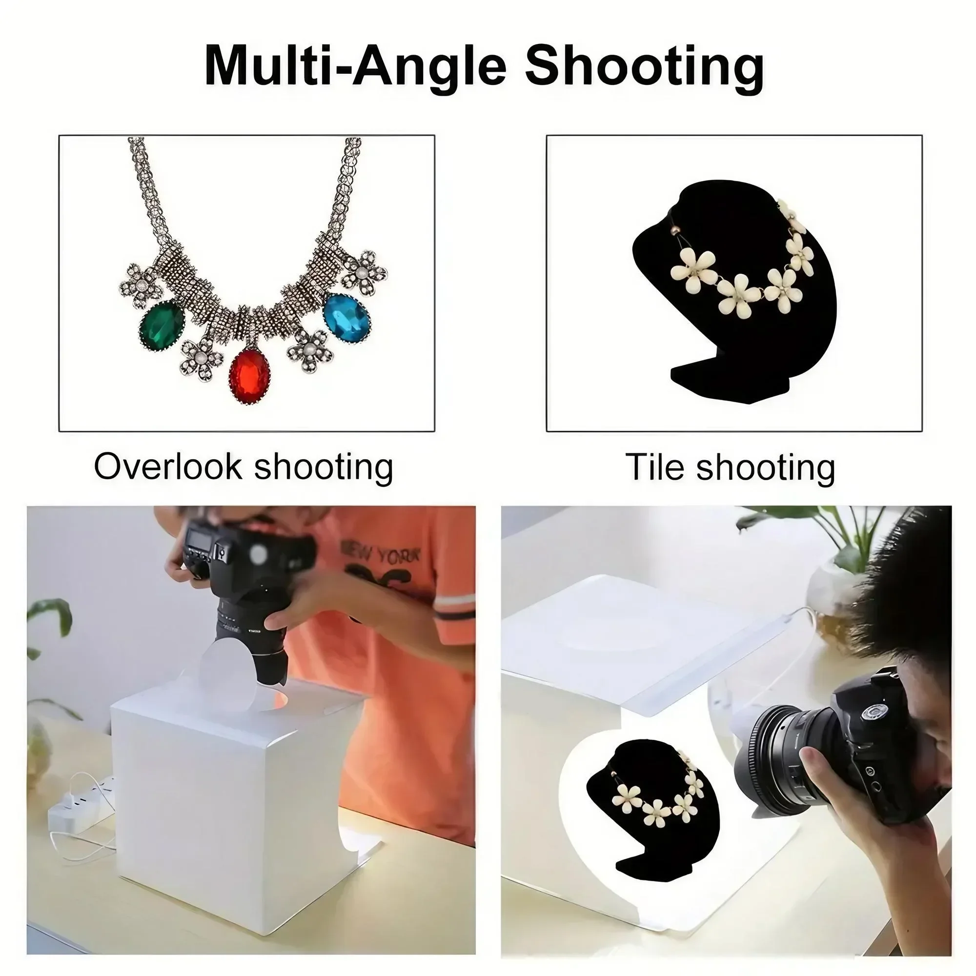 Mini Studio 20 cm tragbare faltbare Softbox LED-Lichtbox, Beleuchtung für Stillleben und Produktfotografie, 6 farbige Hintergründe