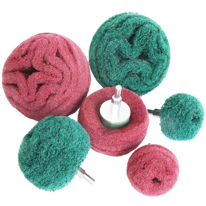 1pc skuresvamp slibning slibehoved nylonfiber polering slibende slibeskive til bor 1/4 &quot; skaft 6mm 2/3/4 tommer 180# 320#